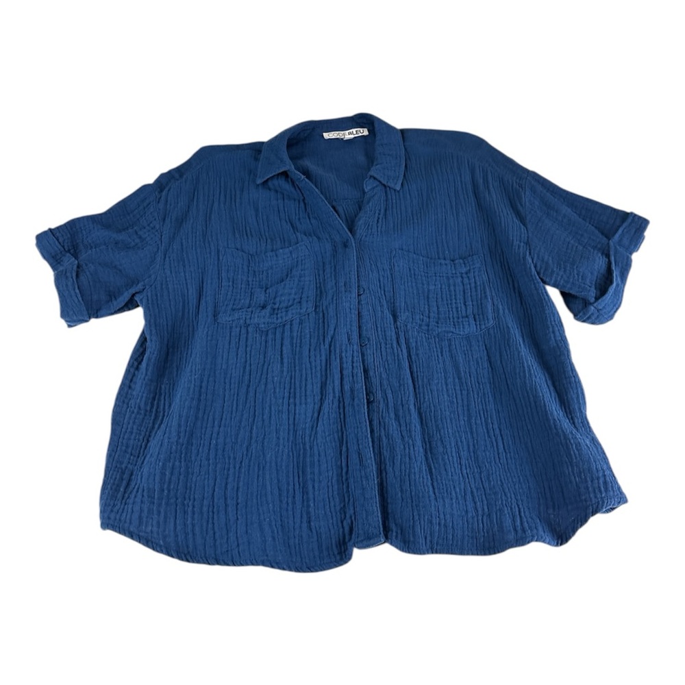Code Bleu Deep Blue Button-Down 100% Cotton Shirt… - image 4